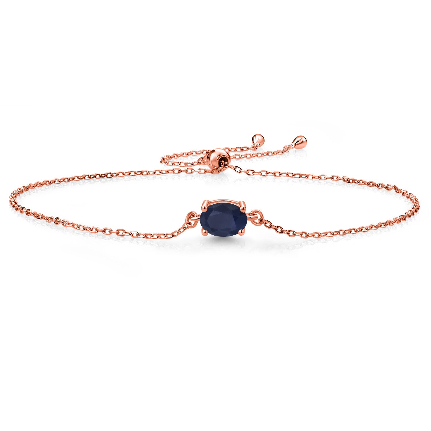 Blue Sapphire - September_925 Rose Gold Plated Silver