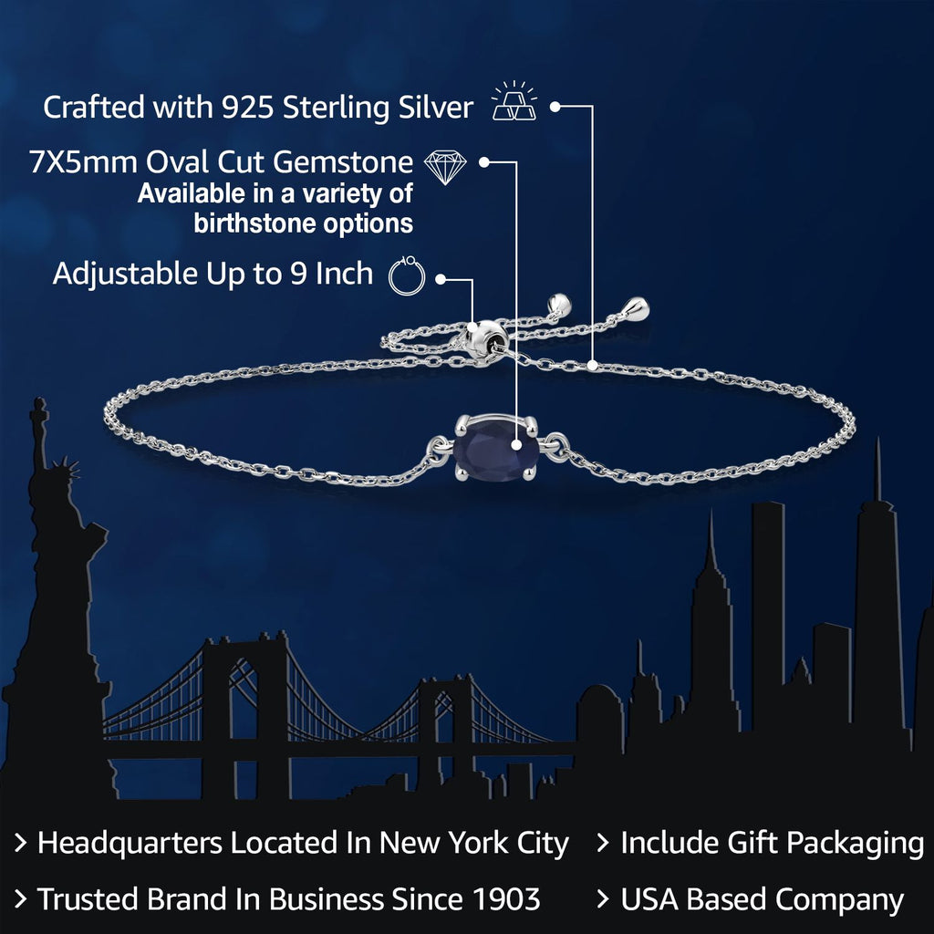 Blue Sapphire - September_925 Sterling Silver_Bracelet in 925 Sterling Silver