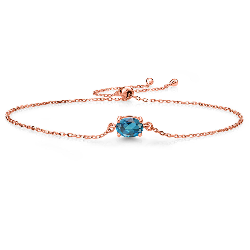 London Blue Topaz - November_925 Rose Gold Plated Silver_Bracelet in 925 Rose Gold Plated Silver