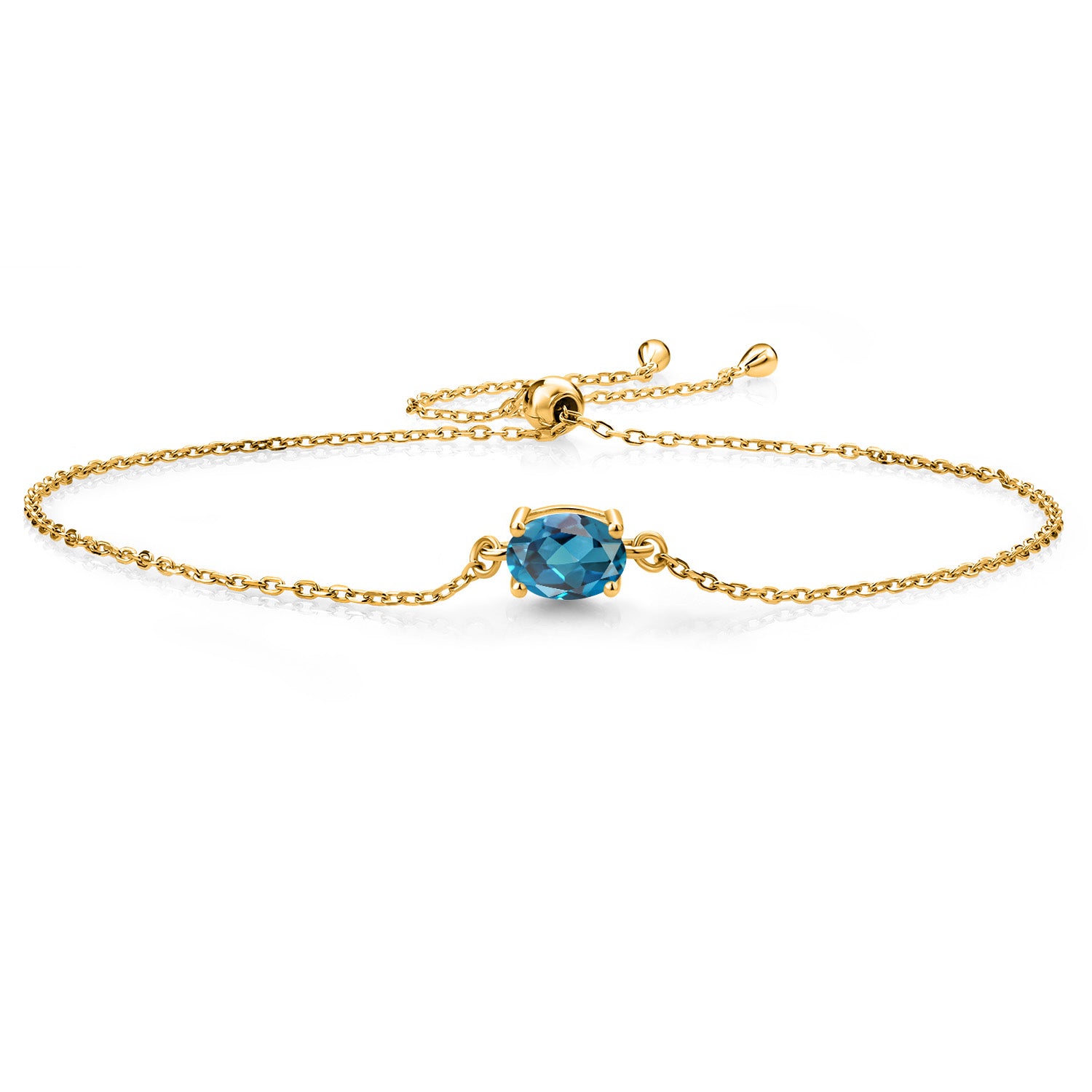 London Blue Topaz - November_925 Yellow Gold Plated Silver