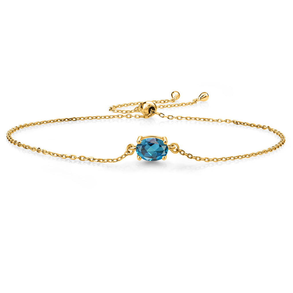 London Blue Topaz - November_925 Yellow Gold Plated Silver_Bracelet in 925 Yellow Gold Plated Silver