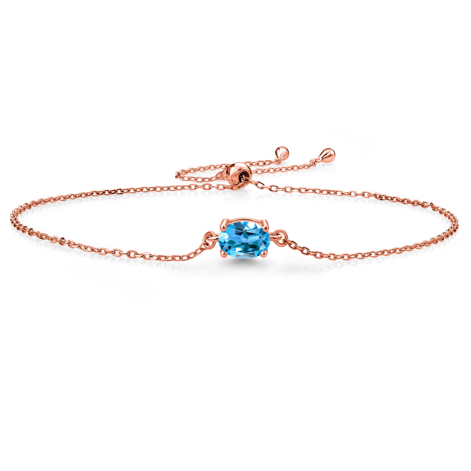 Swiss Blue Topaz - November_925 Rose Gold Plated Silver