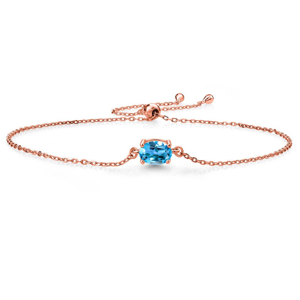 7X5MM Oval Gemstone Birthstone Solitaire Bracelet For Women | 925 Sterling Silver | Adjustable Bolo Bracelet For Women | Fine Jewelry Gift for Her Mom Wife