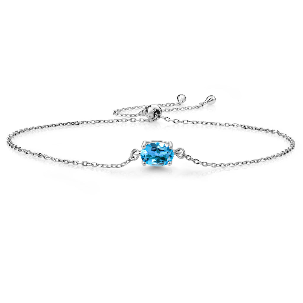 7X5MM Oval Gemstone Birthstone Solitaire Bracelet For Women | 925 Sterling Silver | Adjustable Bolo Bracelet For Women | Fine Jewelry Gift for Her Mom Wife