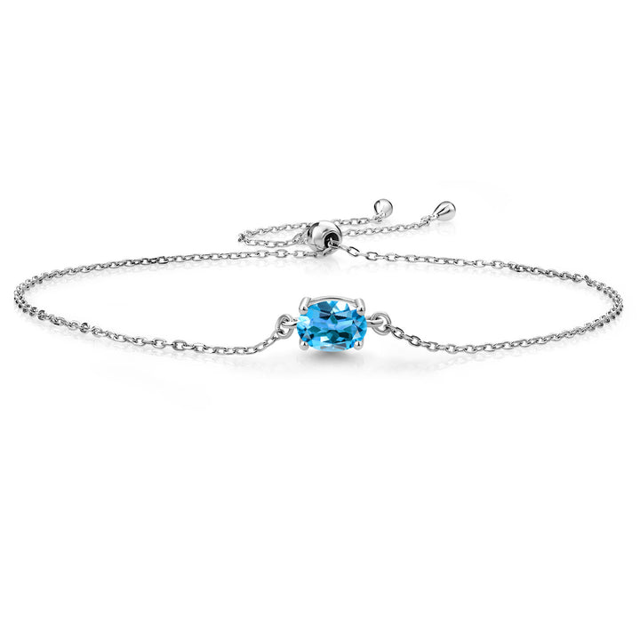 7X5MM Oval Gemstone Birthstone Solitaire Bracelet For Women | 925 Sterling Silver | Adjustable Bolo Bracelet For Women | Fine Jewelry Gift for Her Mom Wife