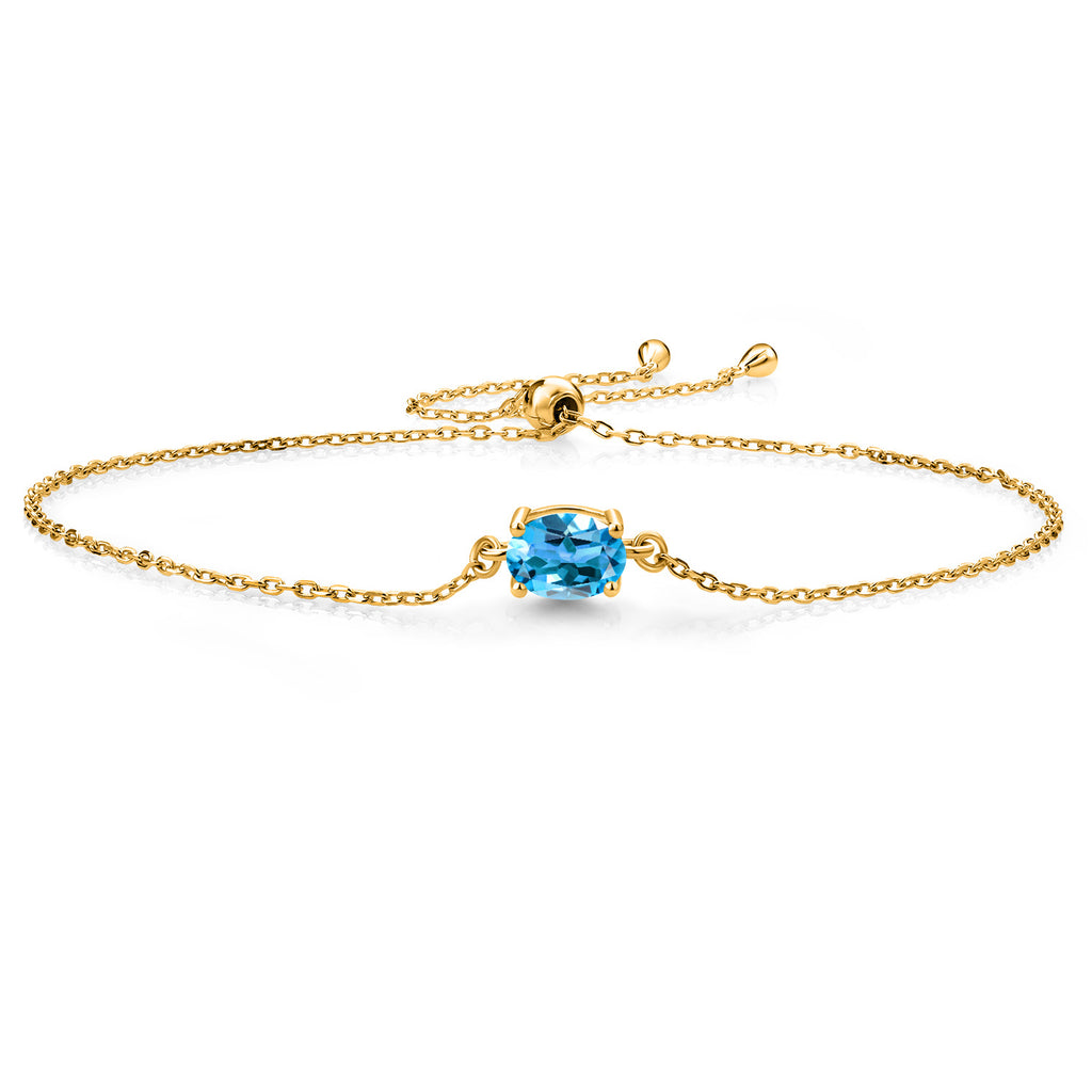 Swiss Blue Topaz - November_925 Yellow Gold Plated Silver_Bracelet in 925 Yellow Gold Plated Silver