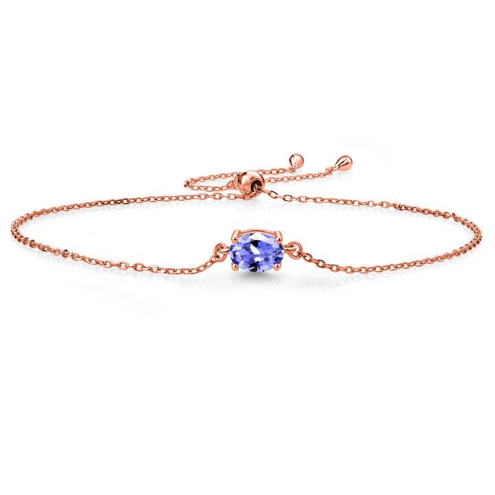 Gem Stone King 7X5MM Oval Gemstone Birthstone Solitaire Bracelet For Women | 925 Sterling Silver | Adjustable Bolo Bracelet For Women | Fine Jewelry Gift for Her Mom Wife