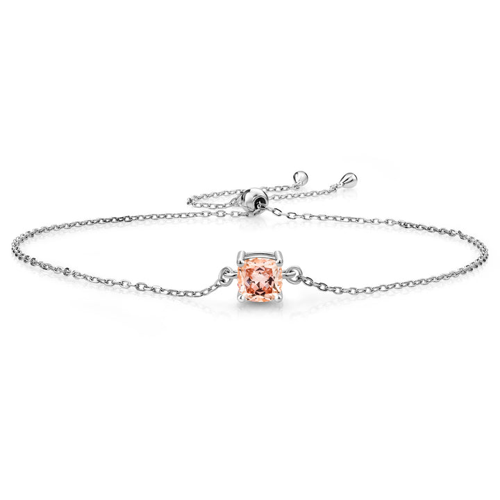Morganite Peach Zirconia_Bracelet in 925 Sterling Silver