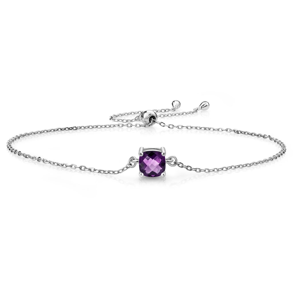 Amethyst-Checkerboard - February_Bracelet in 925 Sterling Silver