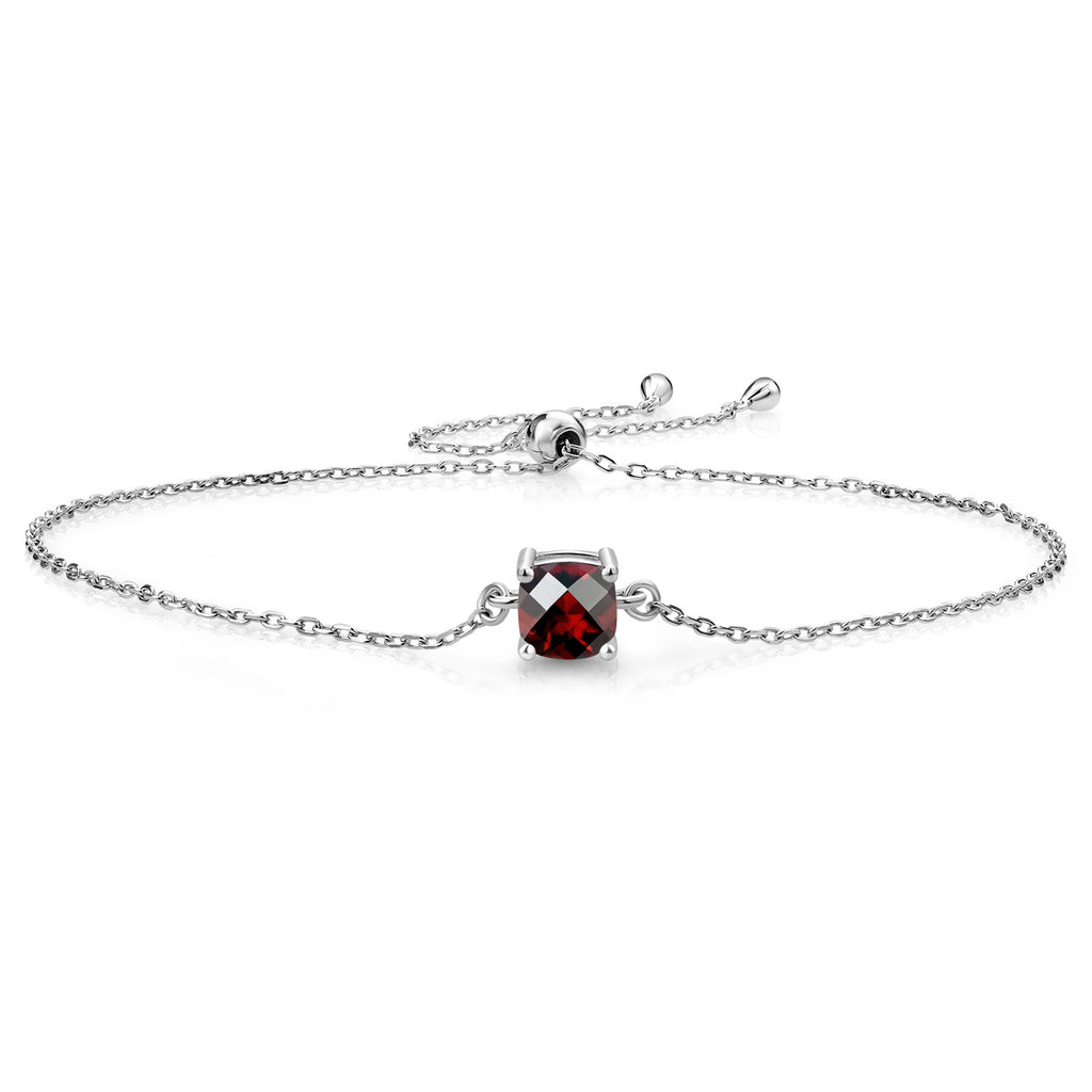 Garnet-Checkerboard - January_Bracelet in 925 Sterling Silver