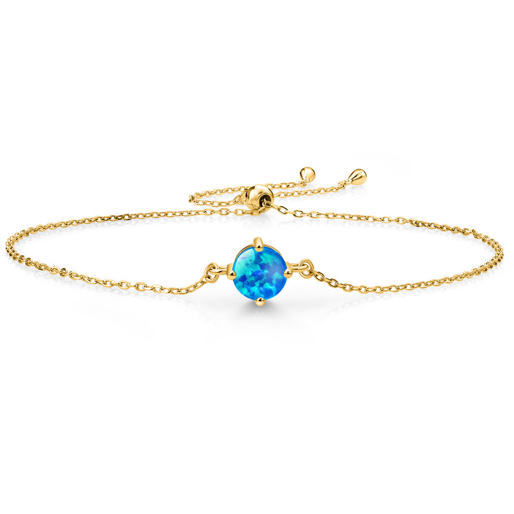 Blue Opal - October_Bracelet in 925 Yellow Gold Plated Silver