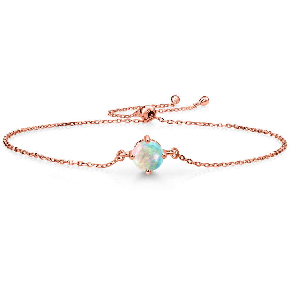 White Opal - October_Bracelet in 925 Rose Gold Plated Silver