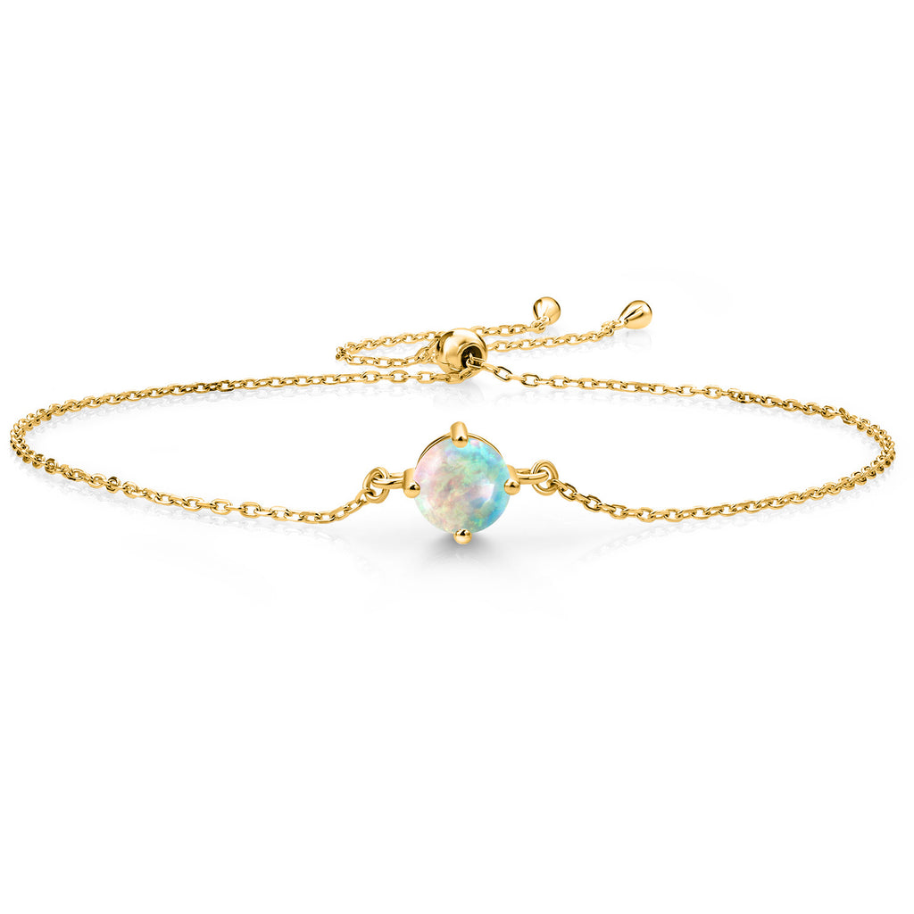 White Opal - October_Bracelet in 925 Yellow Gold Plated Silver