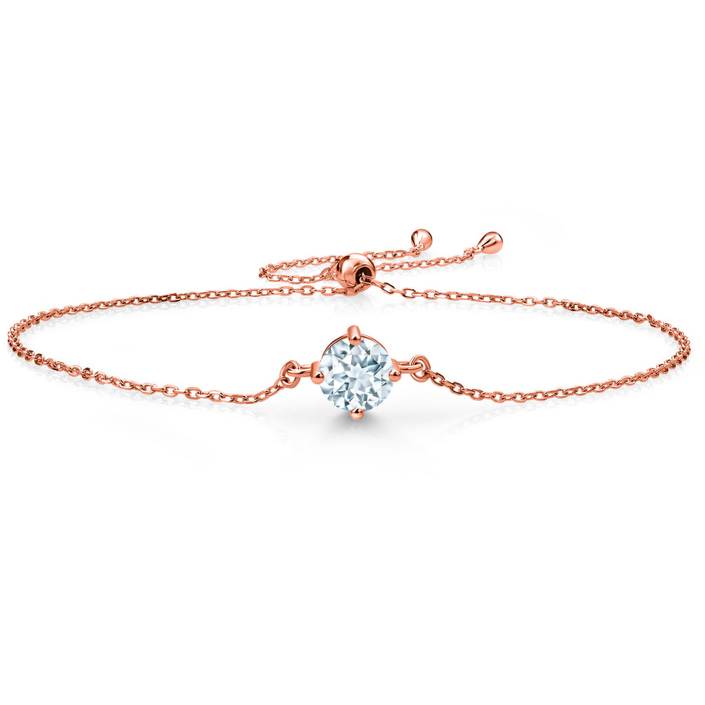 Aquamarine - March_Bracelet in 925 Rose Gold Plated Silver