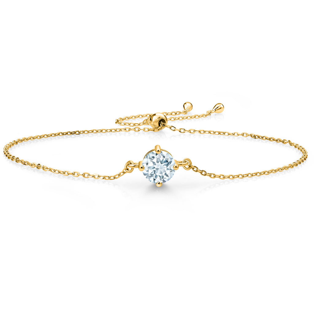 Aquamarine - March_Bracelet in 925 Yellow Gold Plated Silver