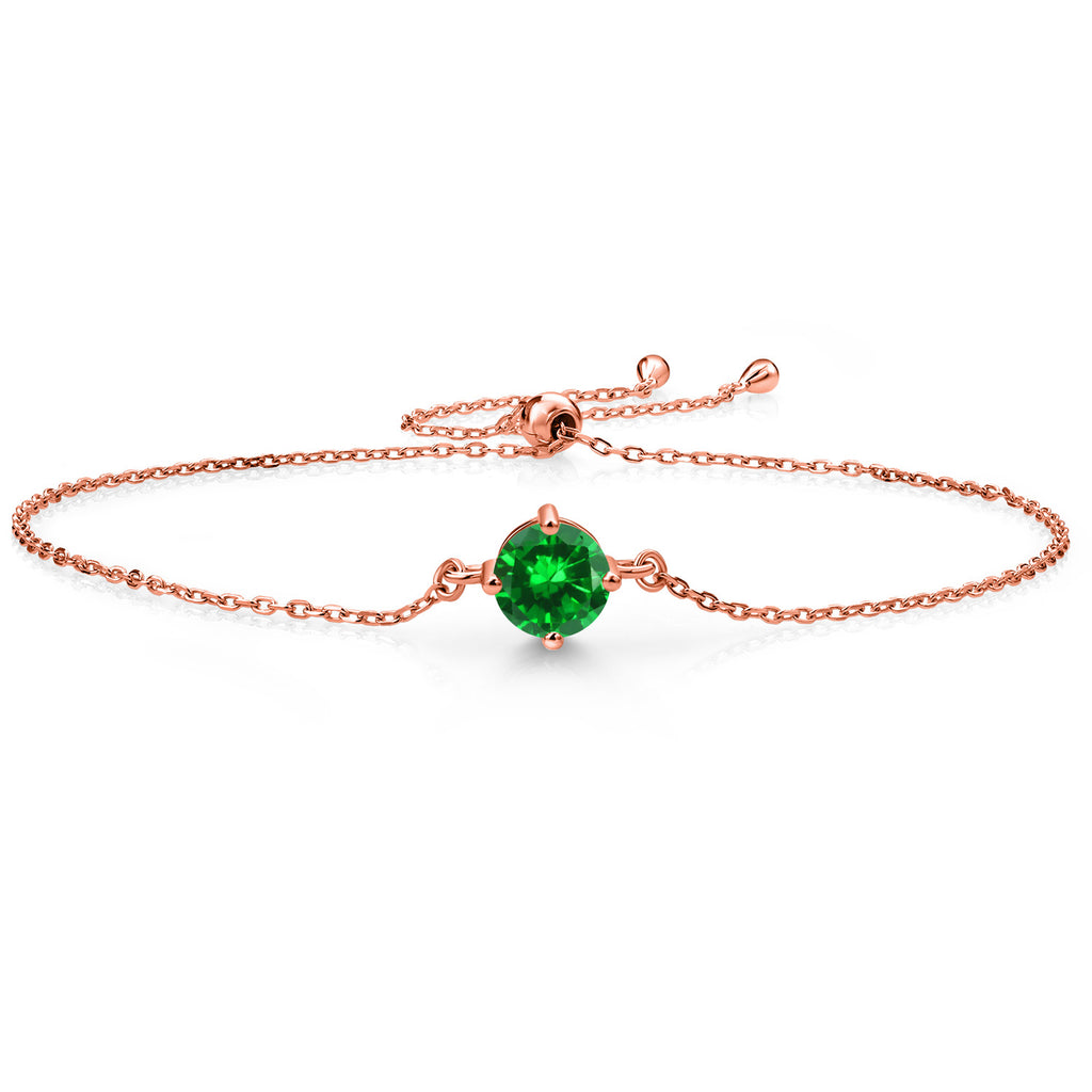 Created Emerald - May_Bracelet in 925 Rose Gold Plated Silver