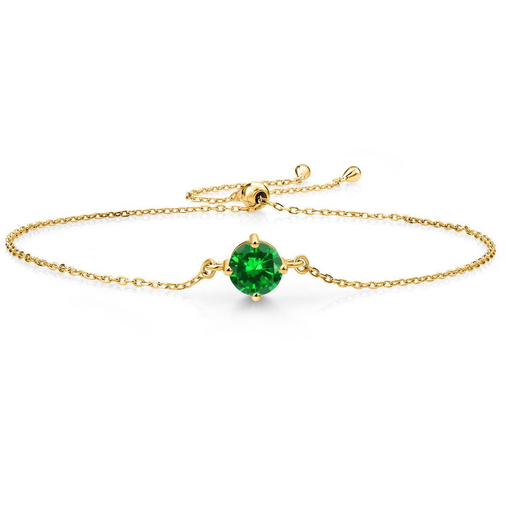 Created Emerald - May_Bracelet in 925 Yellow Gold Plated Silver