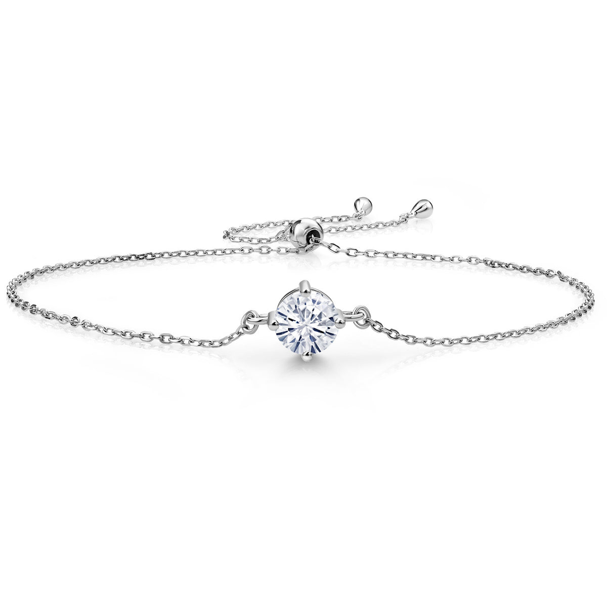 White Moissanite - April_Bracelet in 925 Sterling Silver