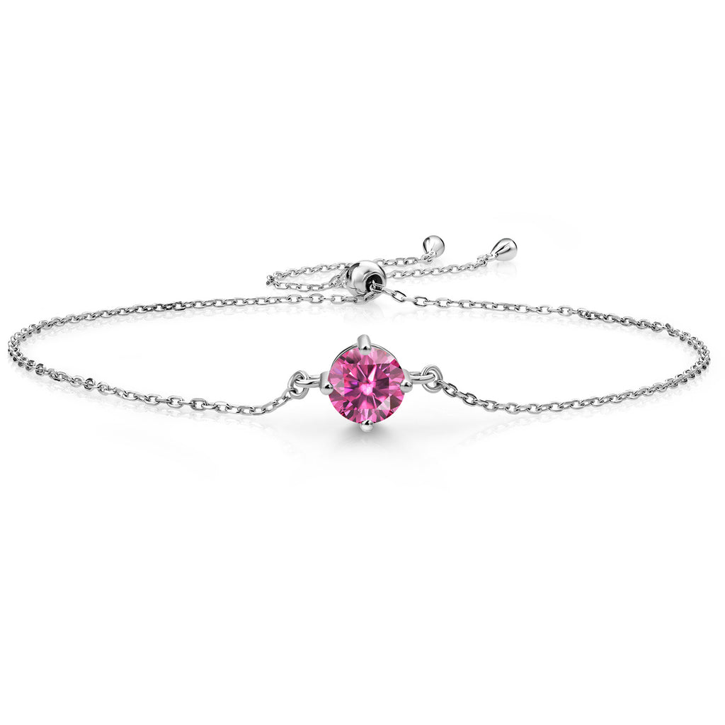 Pink Moissanite - April_Bracelet in 925 Sterling Silver