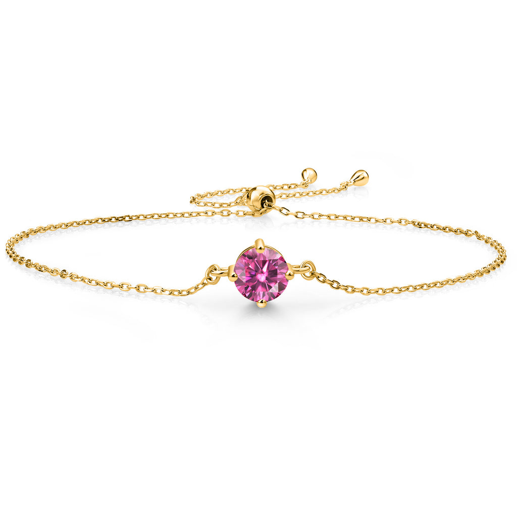 Pink Moissanite - April_Bracelet in 925 Yellow Gold Plated Silver