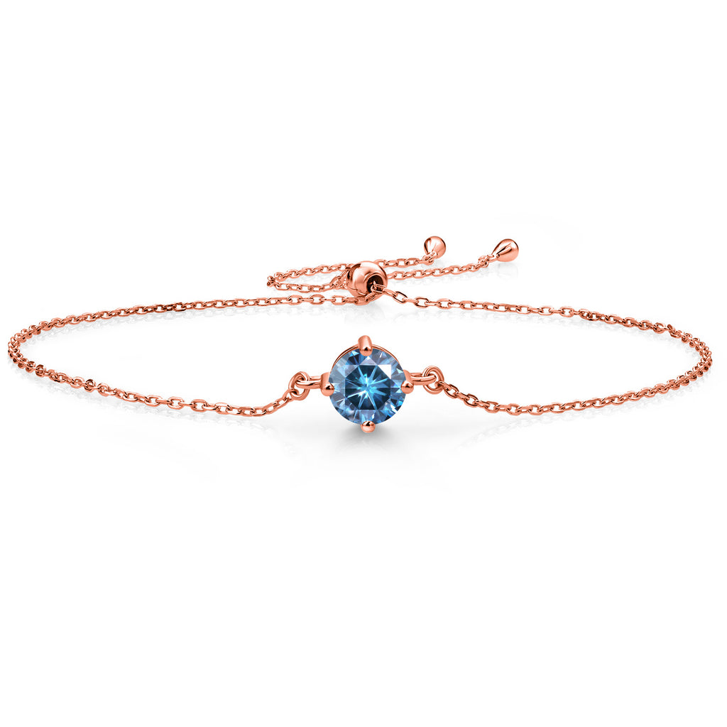 Persian Blue Moissanite - April_Bracelet in 925 Rose Gold Plated Silver