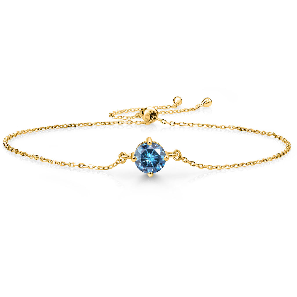 Persian Blue Moissanite - April_Bracelet in 925 Yellow Gold Plated Silver