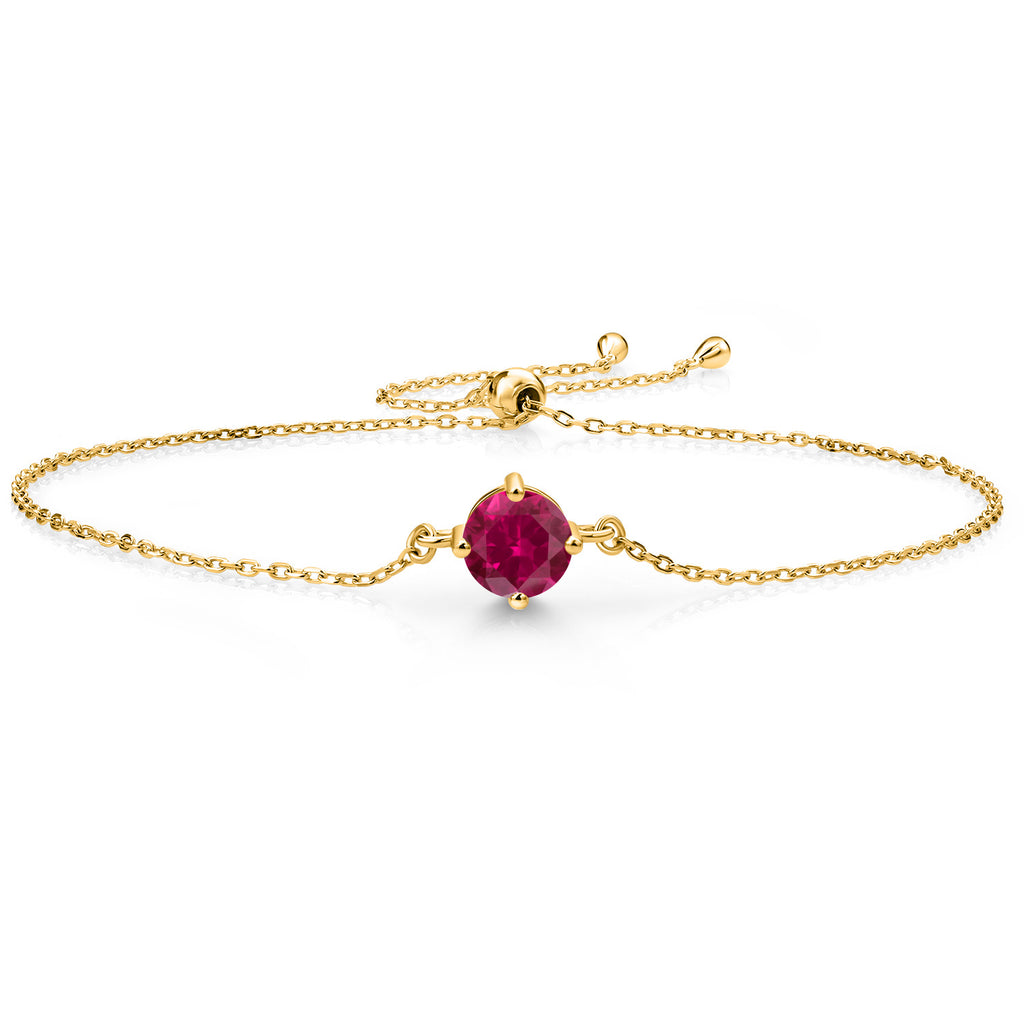 Created Ruby - July_Bracelet in 925 Yellow Gold Plated Silver