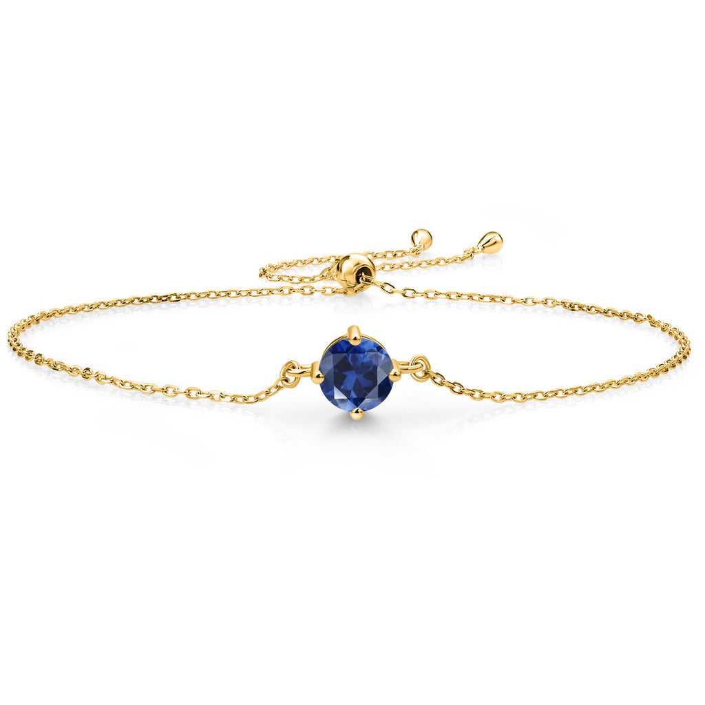 Blue Created Sapphire - September_Bracelet in 925 Yellow Gold Plated Silver