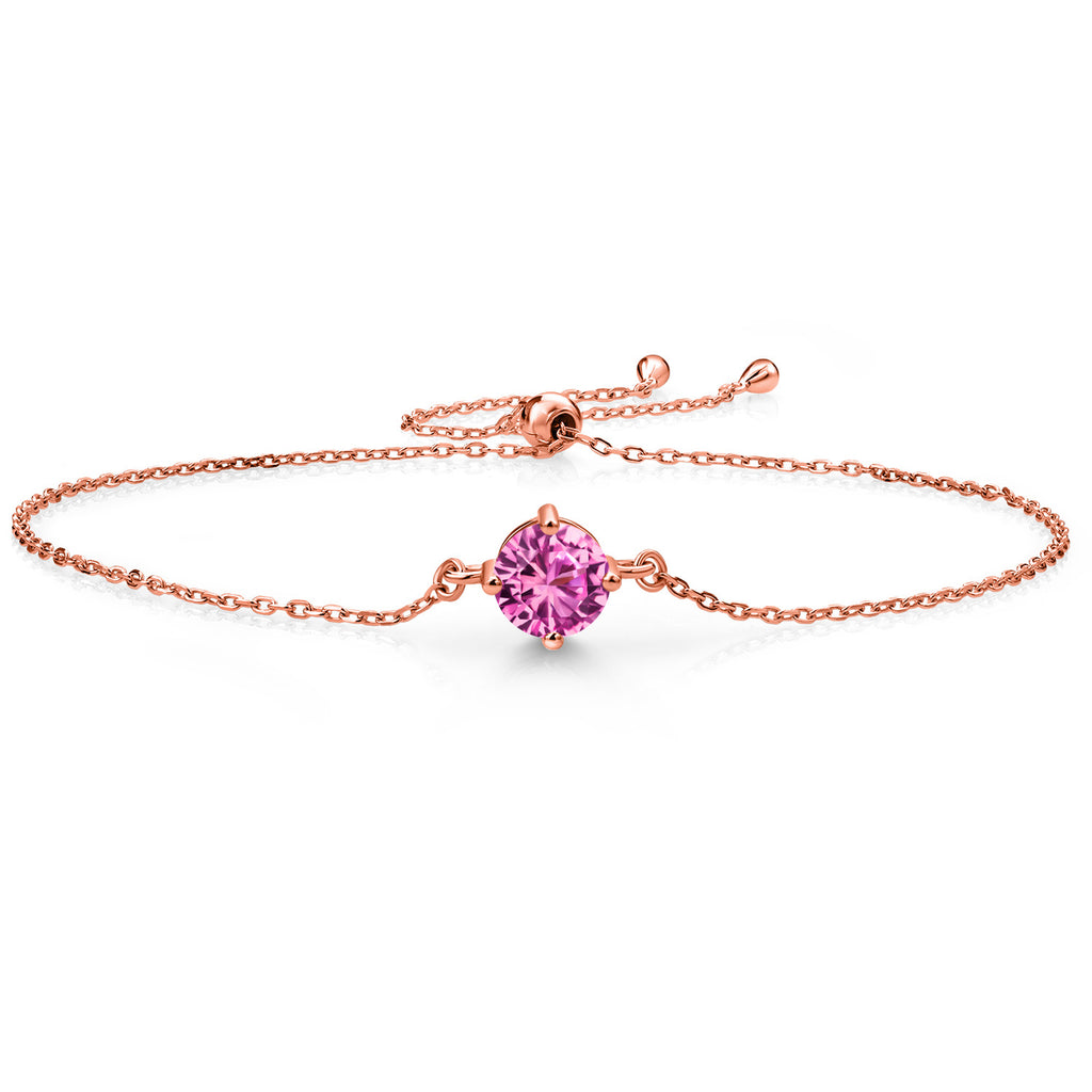Pink Created Sapphire - September_Bracelet in 925 Rose Gold Plated Silver