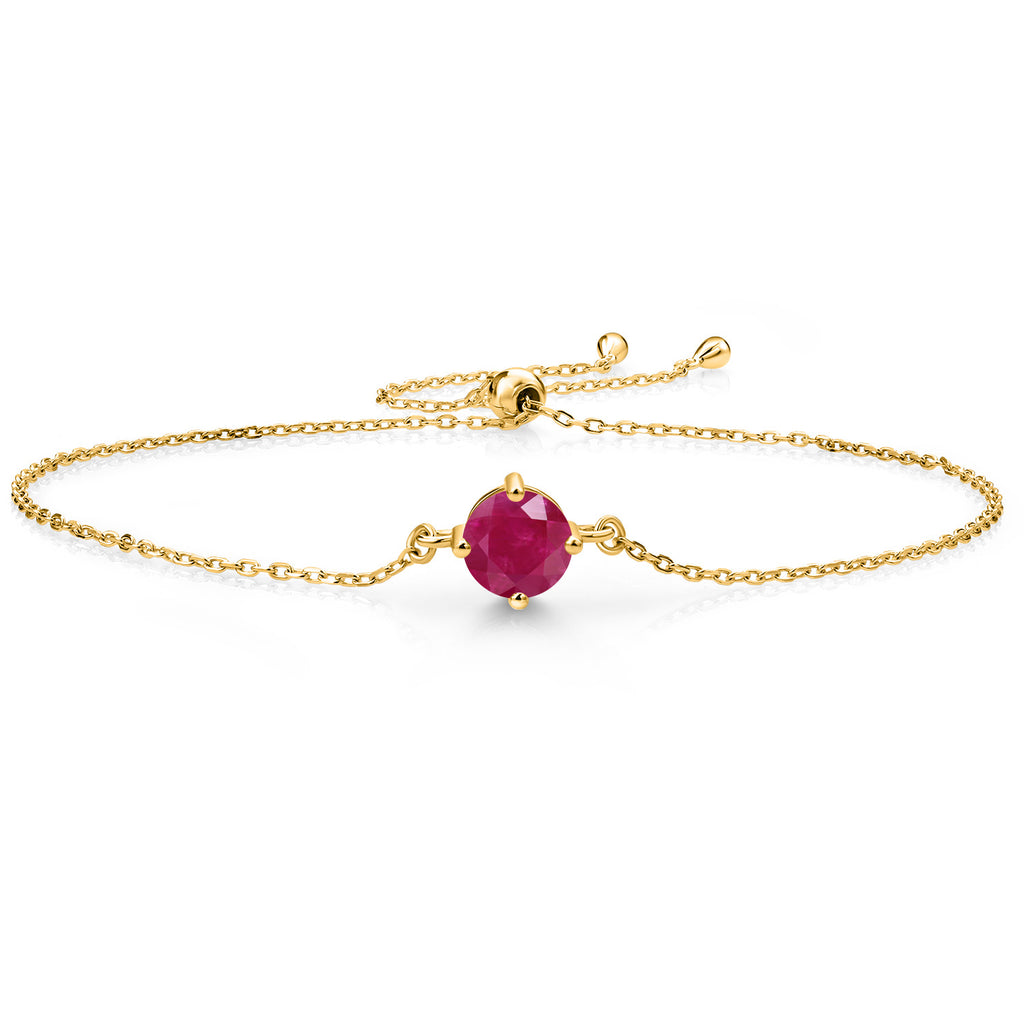 Ruby - July_Bracelet in 925 Yellow Gold Plated Silver