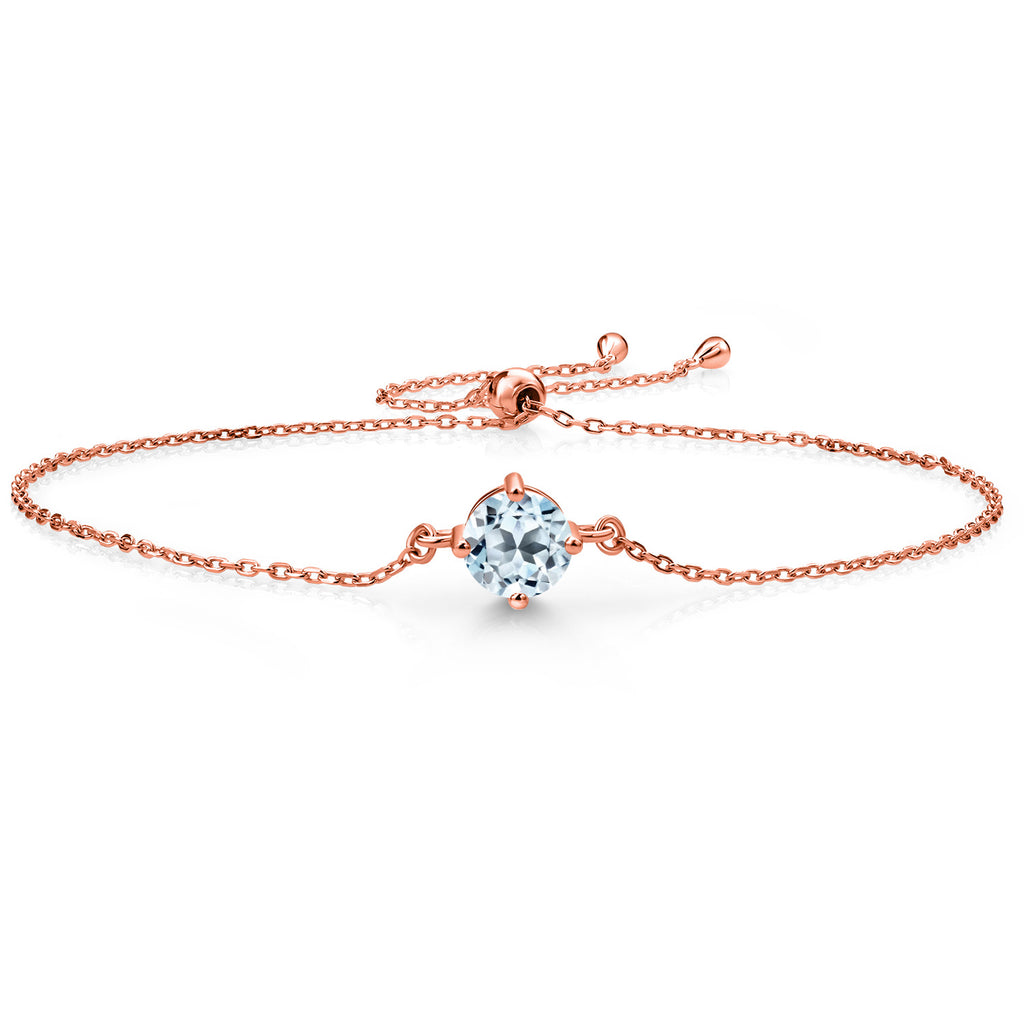 Sky Blue Topaz - November_Bracelet in 925 Rose Gold Plated Silver