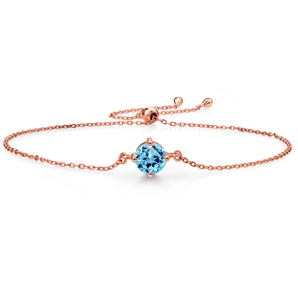 Swiss Blue Topaz - November_Bracelet in 925 Rose Gold Plated Silver