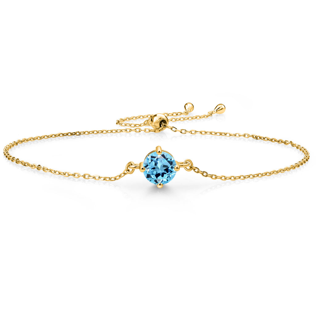 Swiss Blue Topaz - November_Bracelet in 925 Yellow Gold Plated Silver