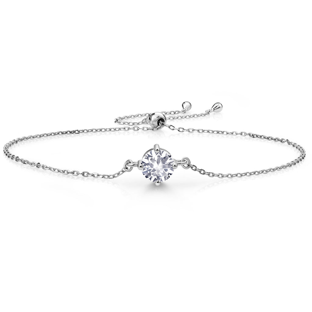 White Created Sapphire - September_Bracelet in 925 Sterling Silver