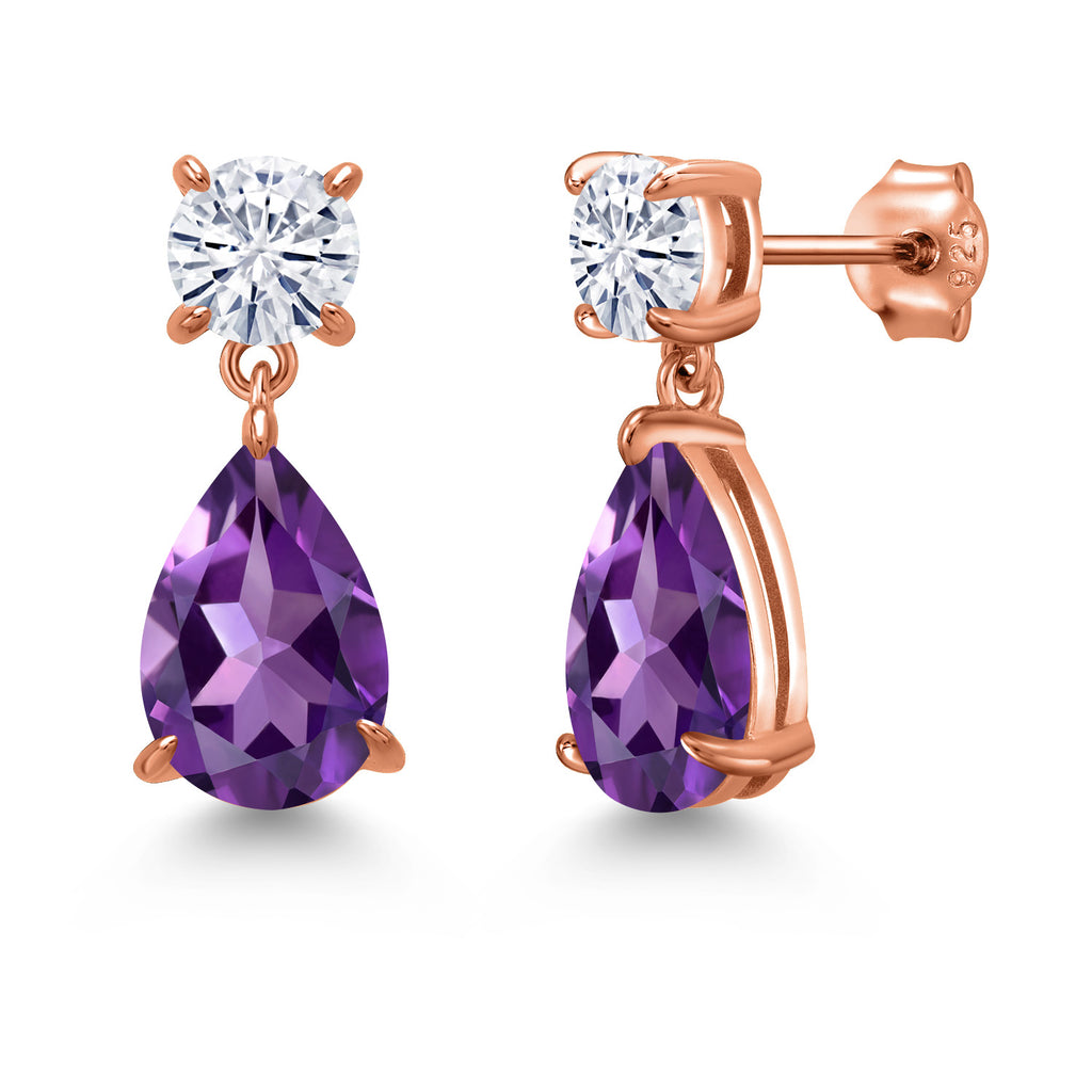 Amethyst - February_Earrings in 925 Rose Gold Plated Silver