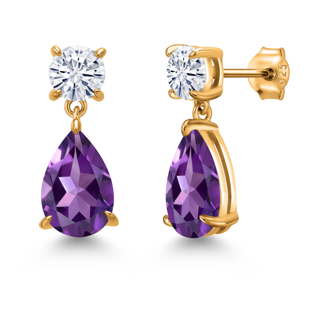 Amethyst - February_Earrings in 925 Yellow Gold Plated Silver