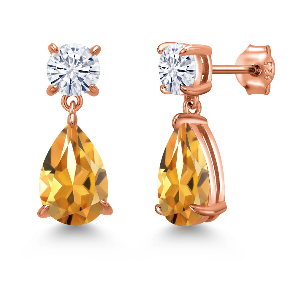 Citrine - November_Earrings in 925 Rose Gold Plated Silver