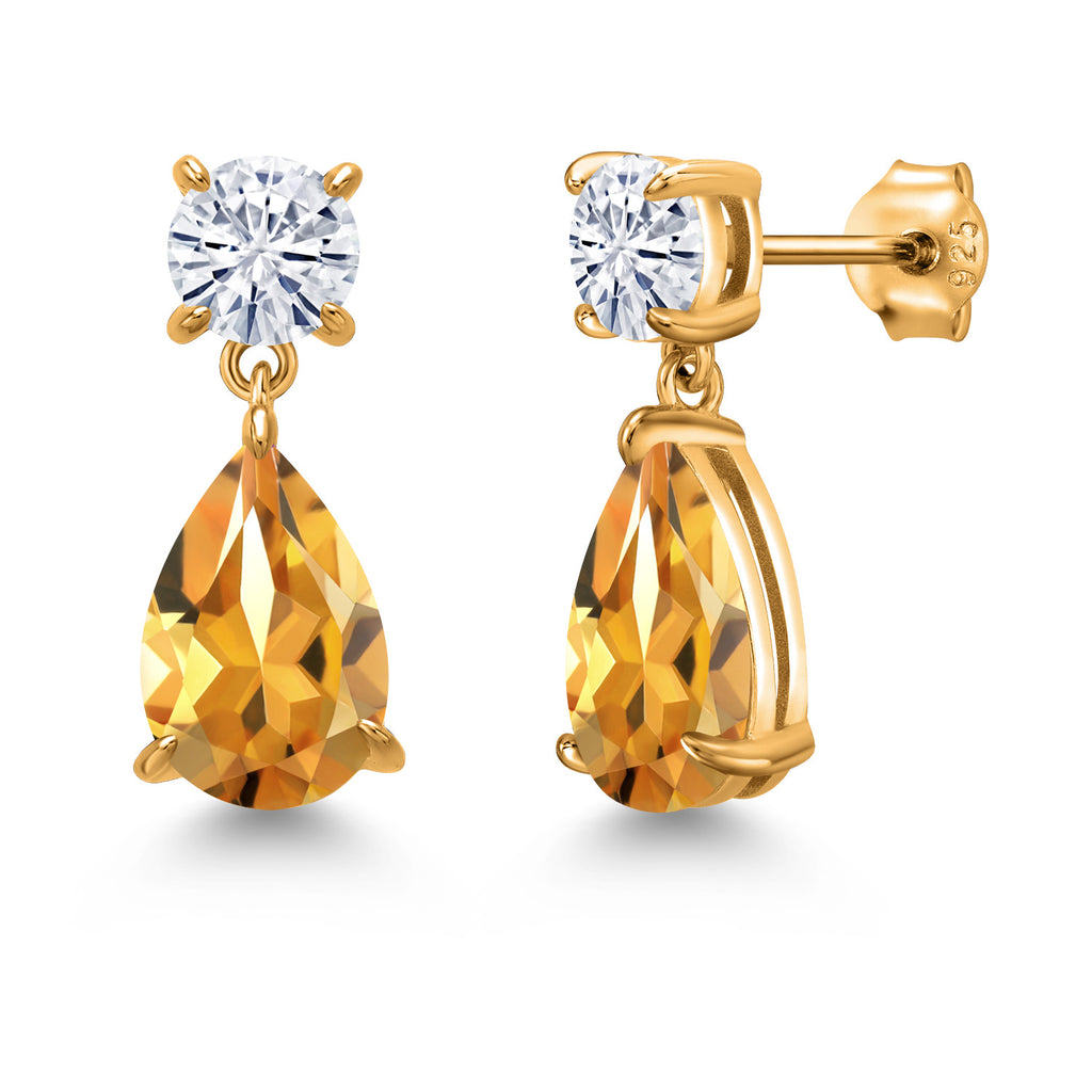 Citrine - November_Earrings in 925 Yellow Gold Plated Silver