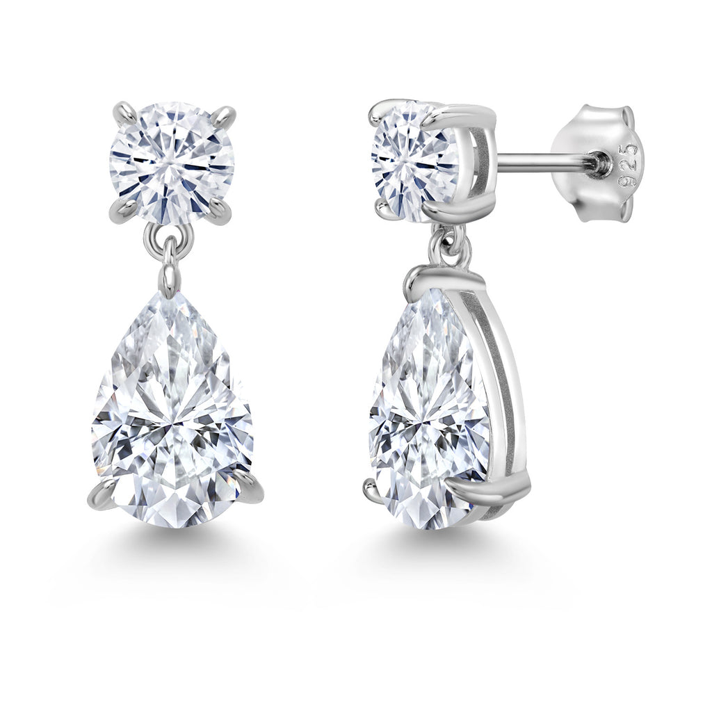 White Moissanite - April_Earrings in 925 Sterling Silver