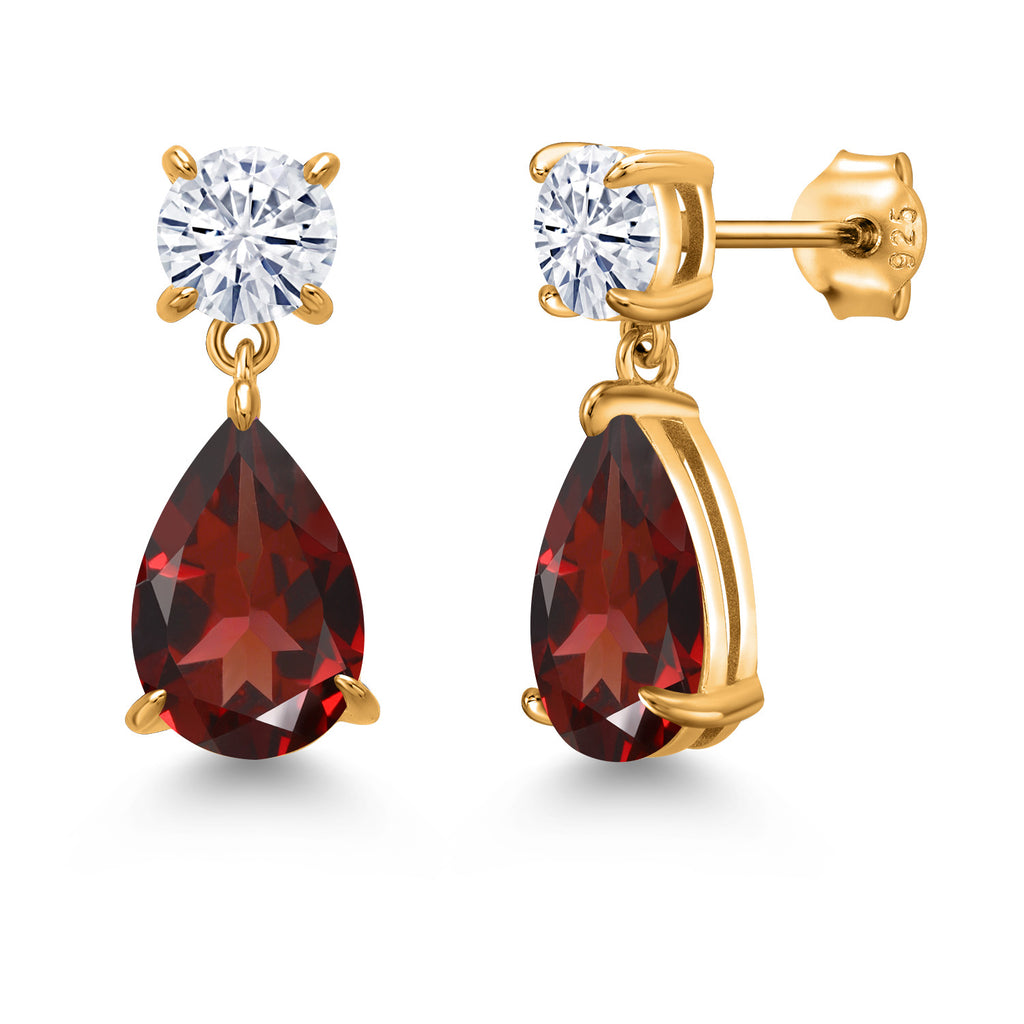 Garnet - January_Earrings in 925 Yellow Gold Plated Silver