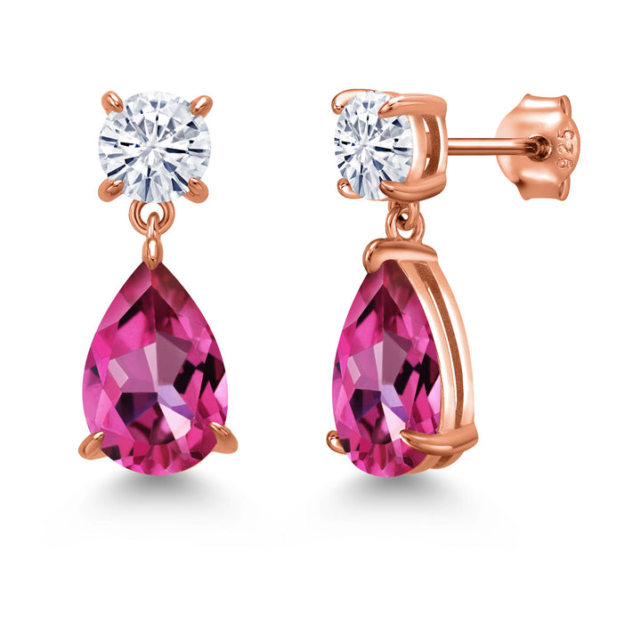 Pure Pink Mystic Topaz_Earrings in 925 Rose Gold Plated Silver