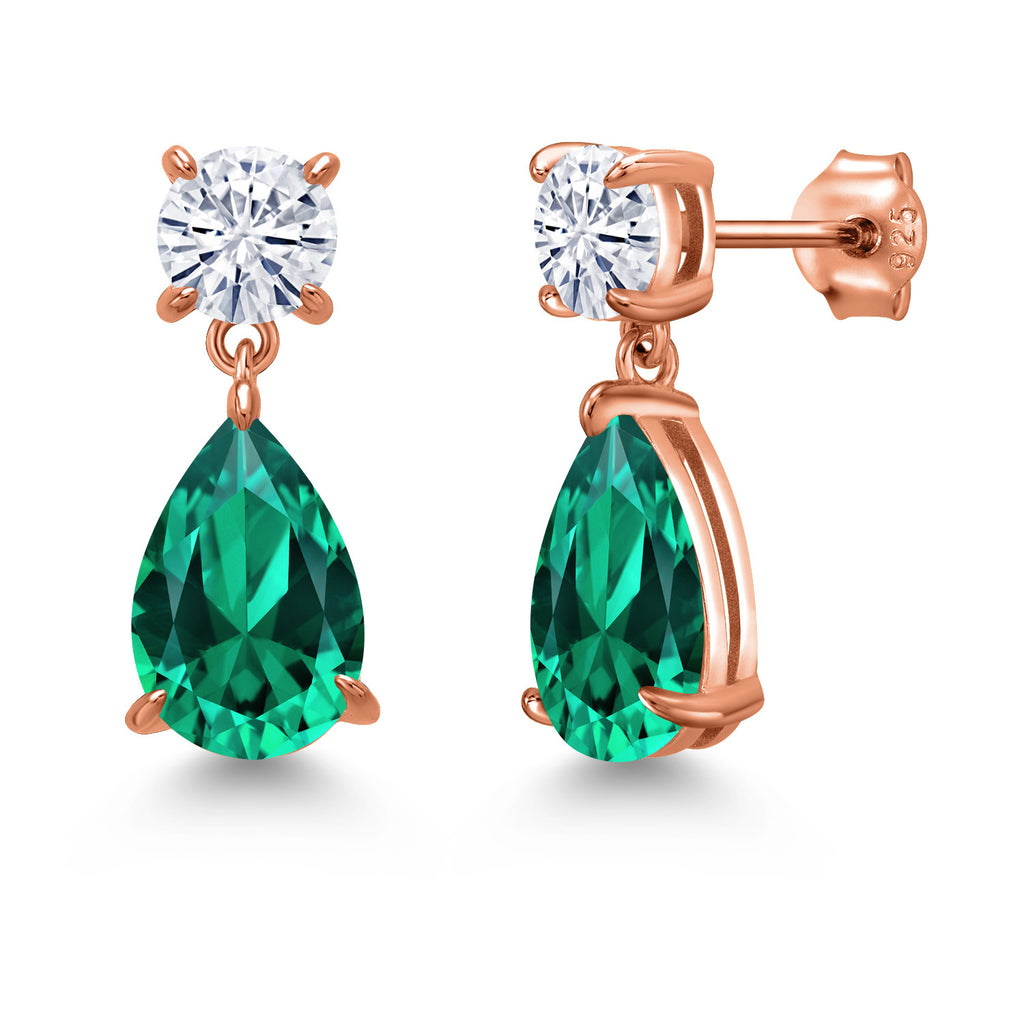 Nano Emerald - May_Earrings in 925 Rose Gold Plated Silver