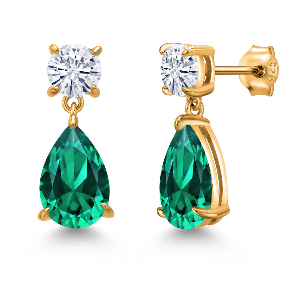 Nano Emerald - May_Earrings in 925 Yellow Gold Plated Silver