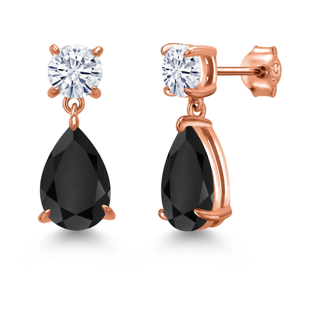 Onyx - December_Earrings in 925 Rose Gold Plated Silver