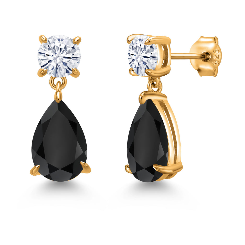 Onyx - December_Earrings in 925 Yellow Gold Plated Silver