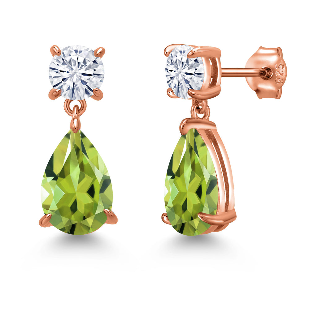 Peridot - August_Earrings in 925 Rose Gold Plated Silver
