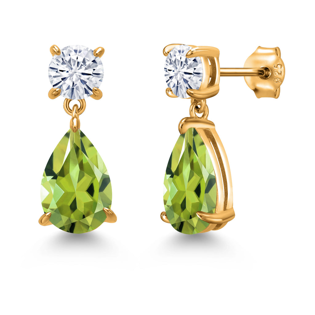 Peridot - August_Earrings in 925 Yellow Gold Plated Silver