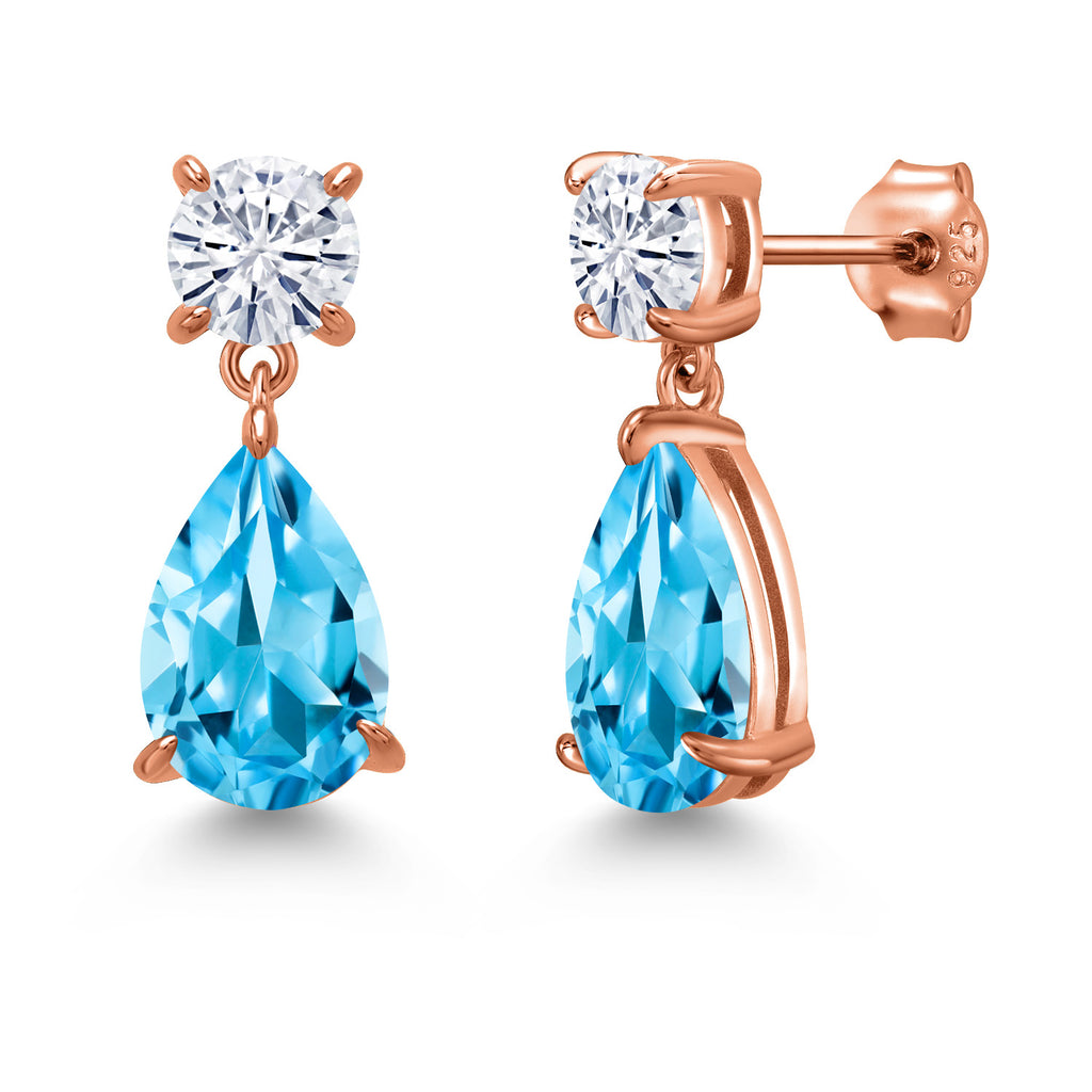 Swiss Blue Topaz - November_Earrings in 925 Rose Gold Plated Silver