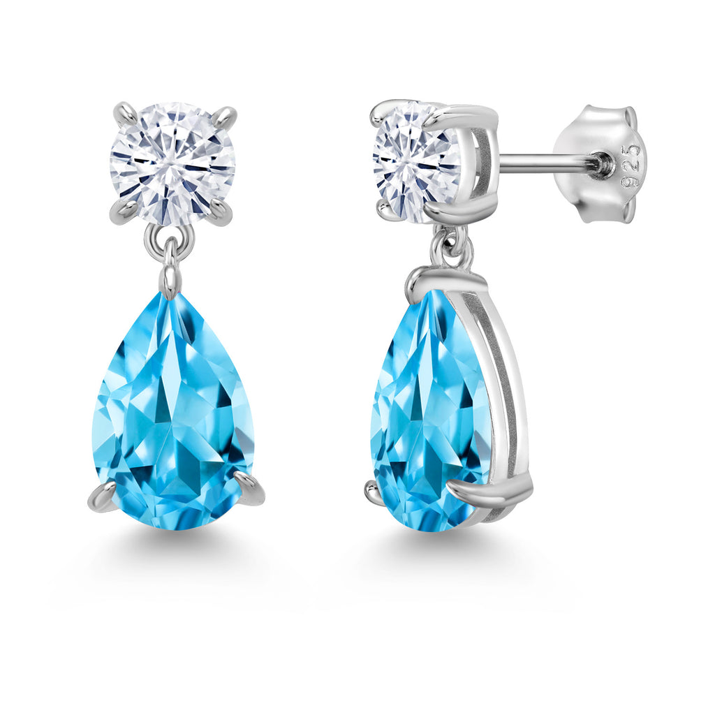 Swiss Blue Topaz - November_Earrings in 925 Sterling Silver