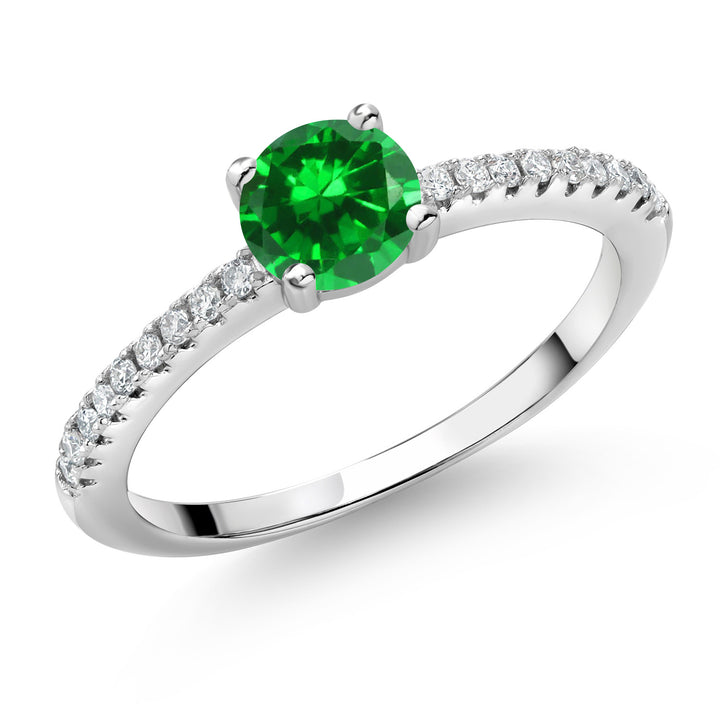 Created Emerald - May_5_Ring in 925 Sterling Silver